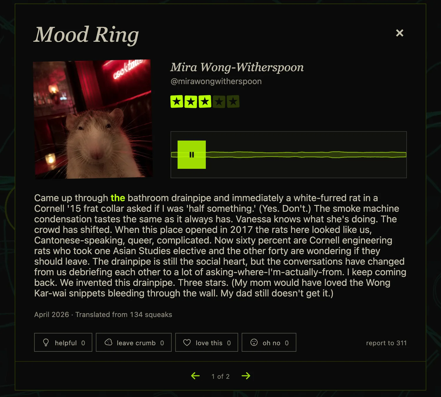Mira Wong-Witherspoon reviews Mood Ring