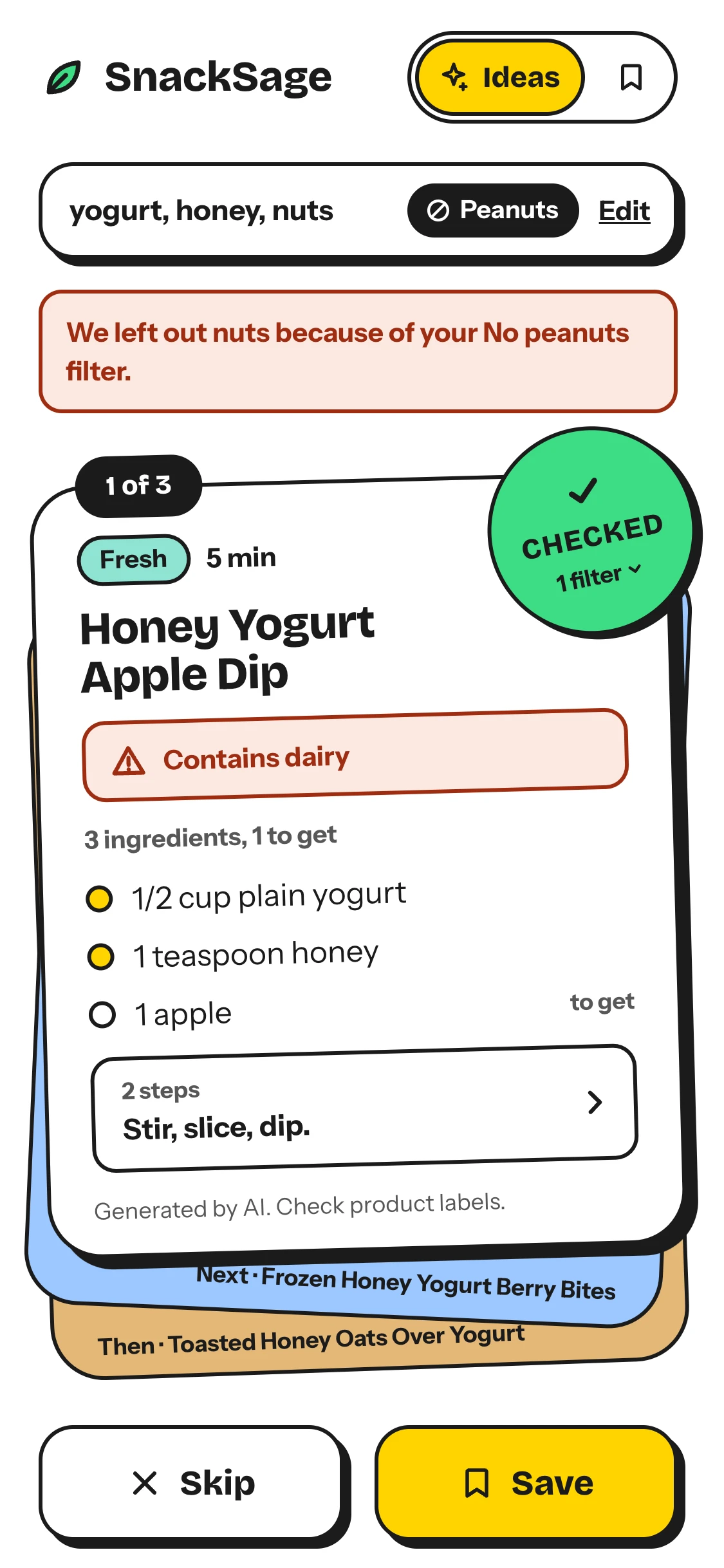 The deck in the Popcorn theme: a white ground and a yellow Save button