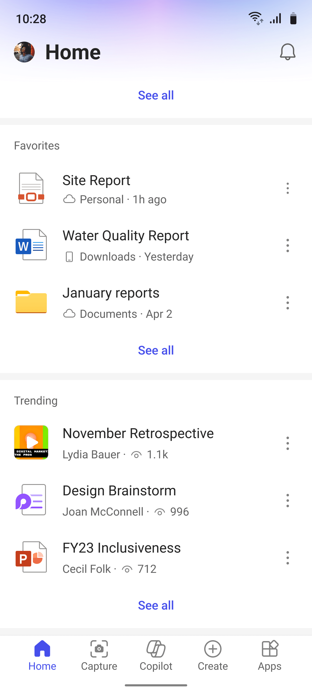 For You tab, recently opened and favorites below Stay on top