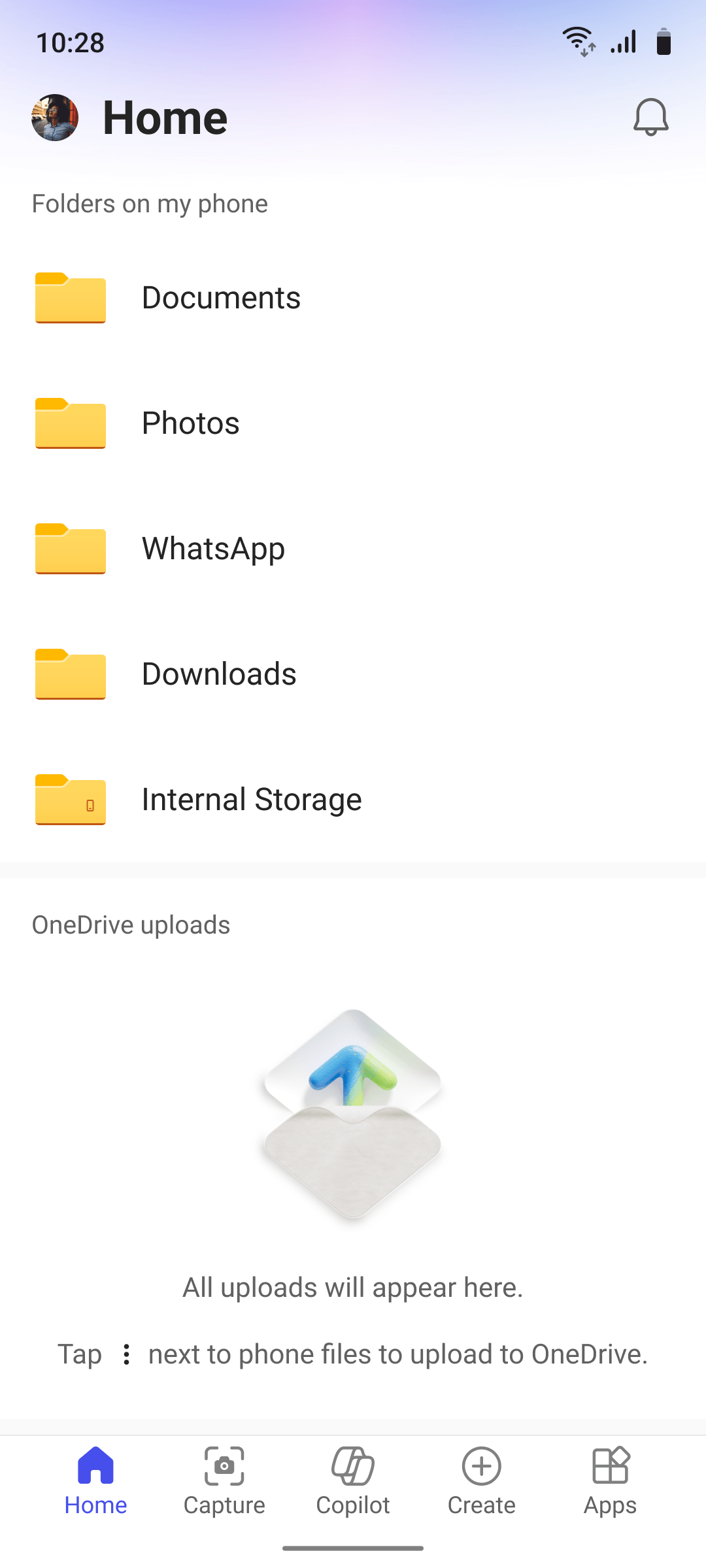 My Phone tab, local device browser